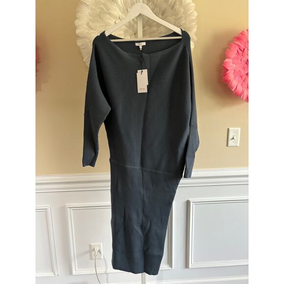 REISS LARA DRAPE KNITTED BODYCON TEAL SIZE L NWT - Picture 1 of 5